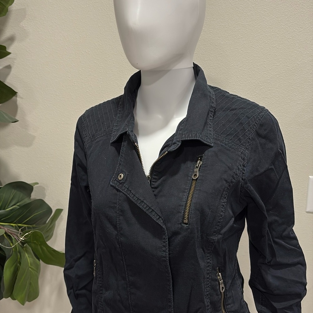 Athleta Black Zipper Moto Zip Jacket Size XS Lightweight Stretch Cotton Stretch - Picture 5 of 15